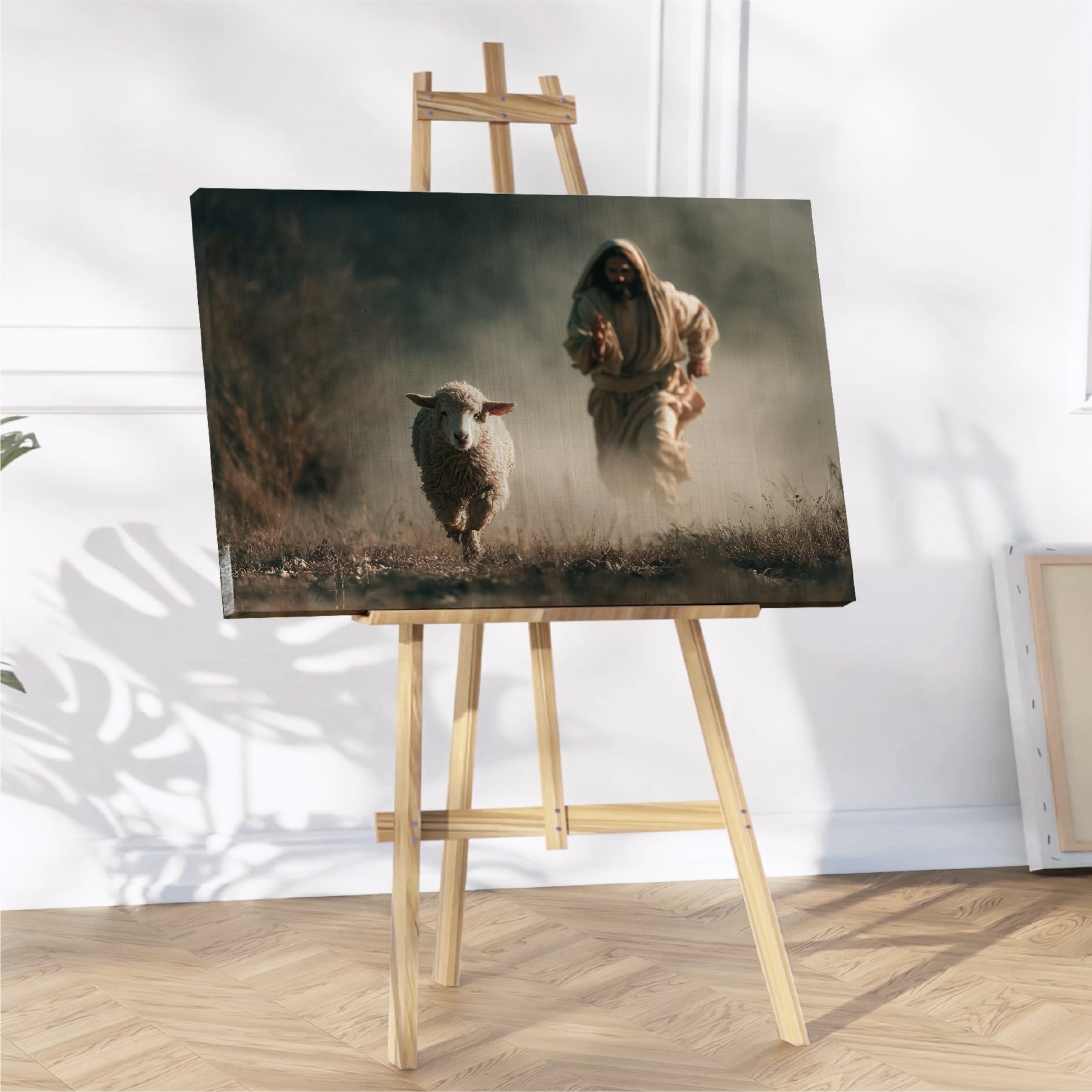 Jesus Running After a Lost Lamb — Christian Wall Art, Canvas Print