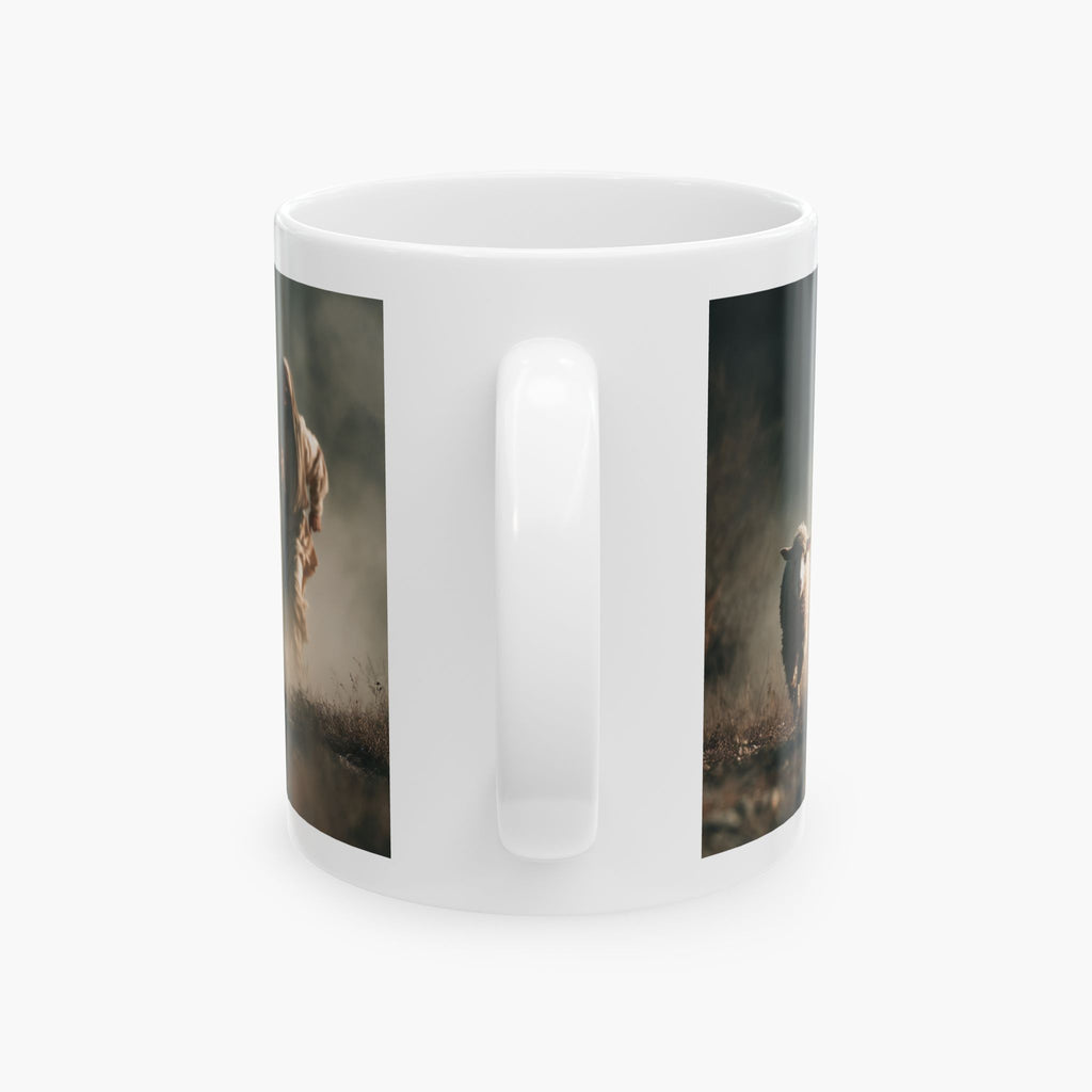 Jesus Running After a Lost Lamb — Christian Coffee Mug