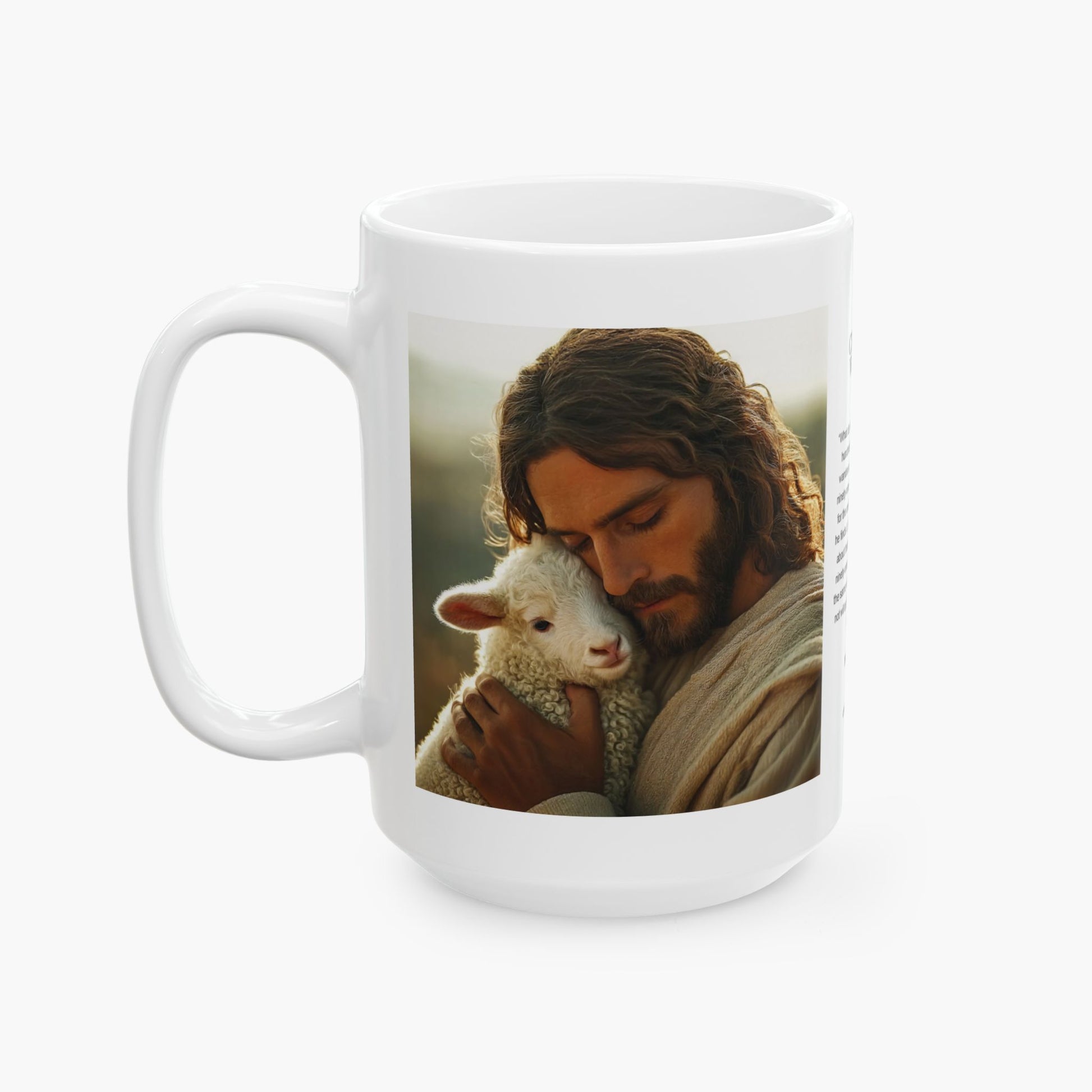 Jesus Hugging a Lamb — Christian Coffee Mug