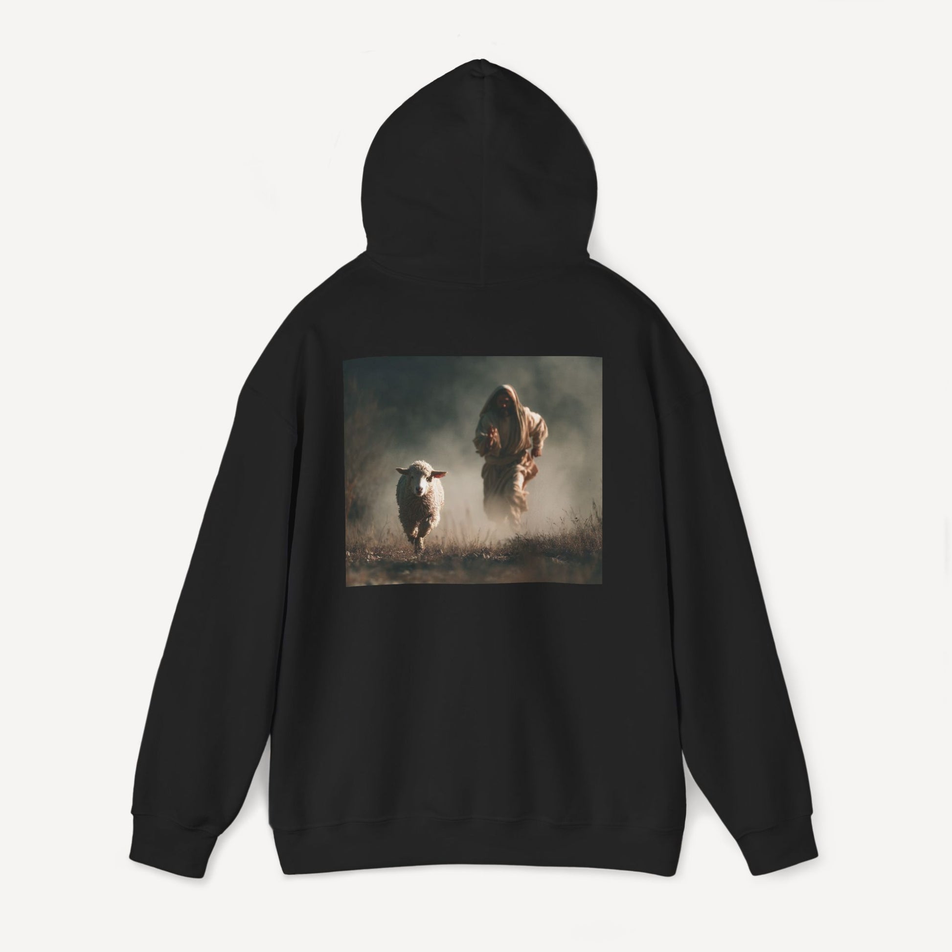 Jesus Running After After a Lost Lamb — Unisex Christian Hoodie