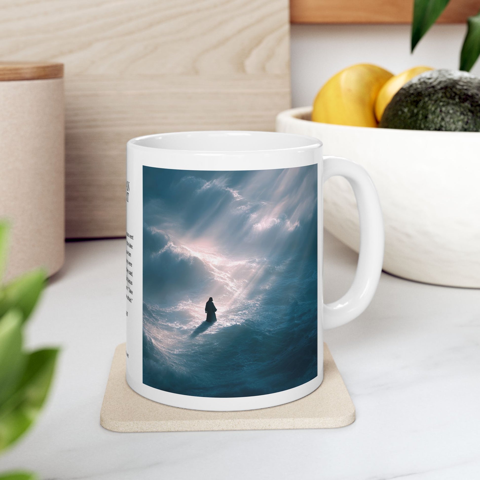 Jesus Walking on Water, Aerial Picture — Christian Coffee Mug