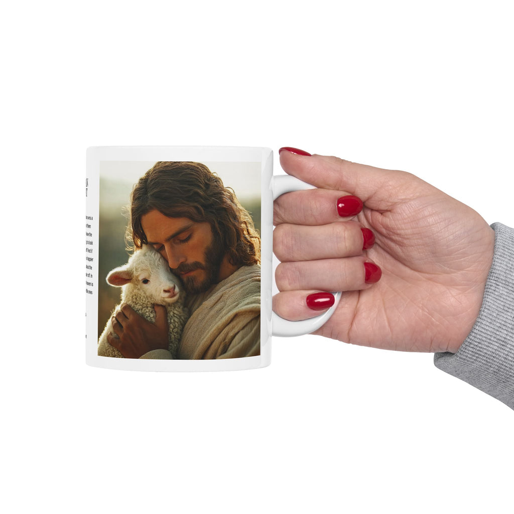 Jesus Hugging a Lamb — Christian Coffee Mug