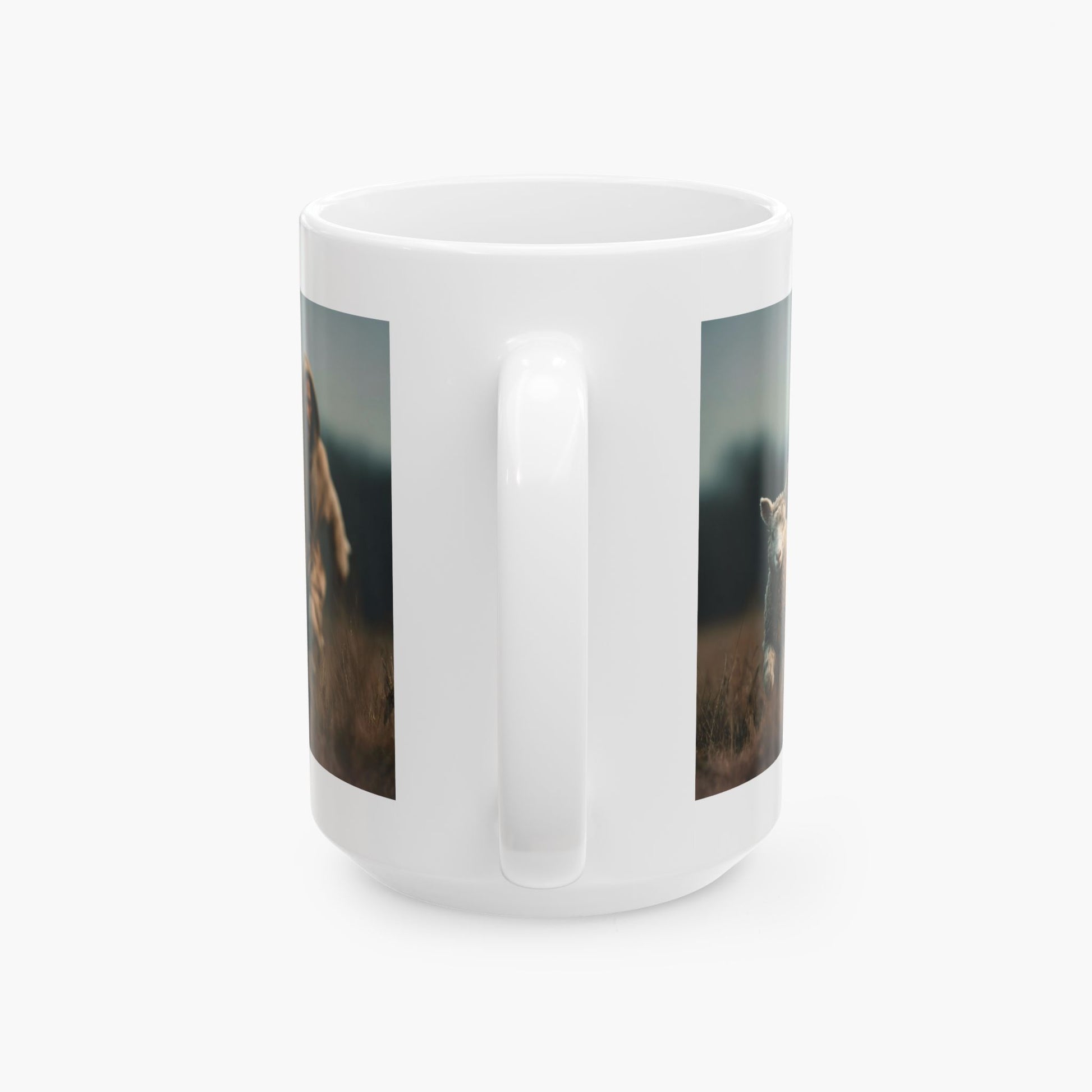 Jesus Chasing a Lost Lamb — Christian Coffee Mug