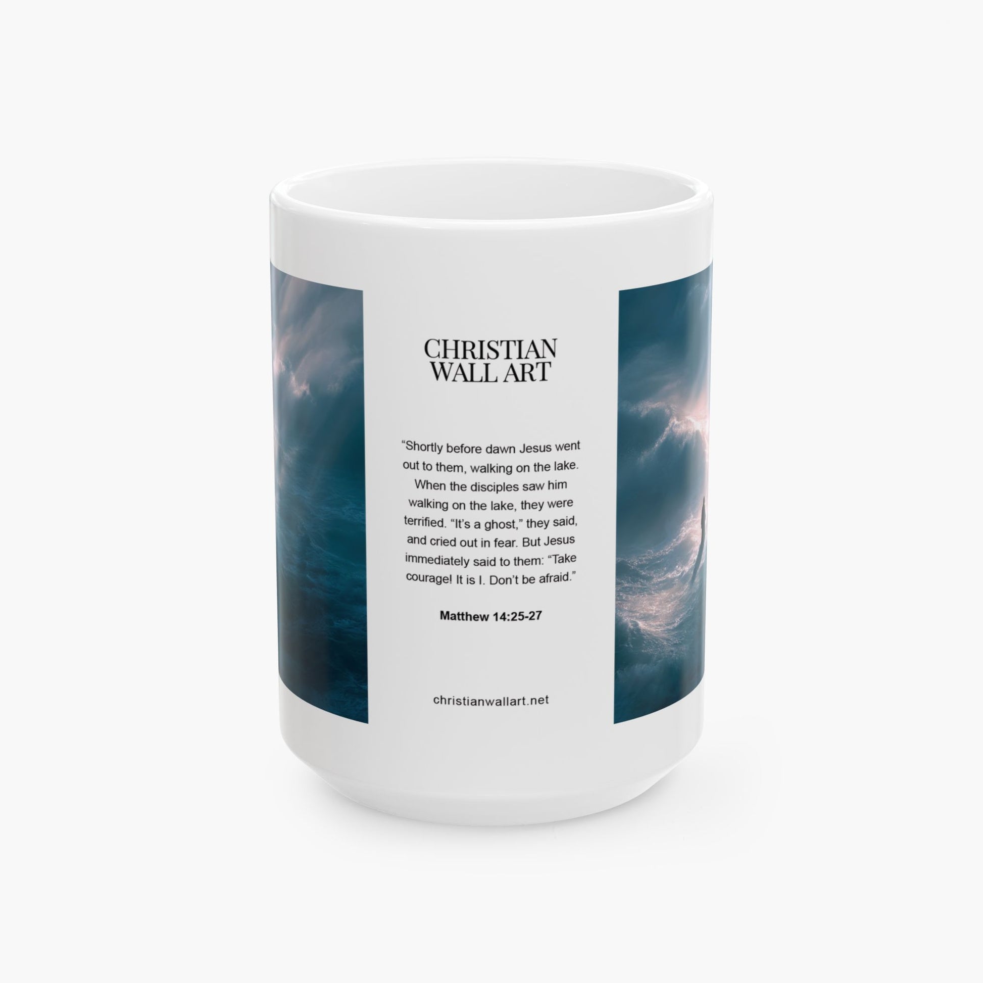 Jesus Walking on Water, Aerial Picture — Christian Coffee Mug