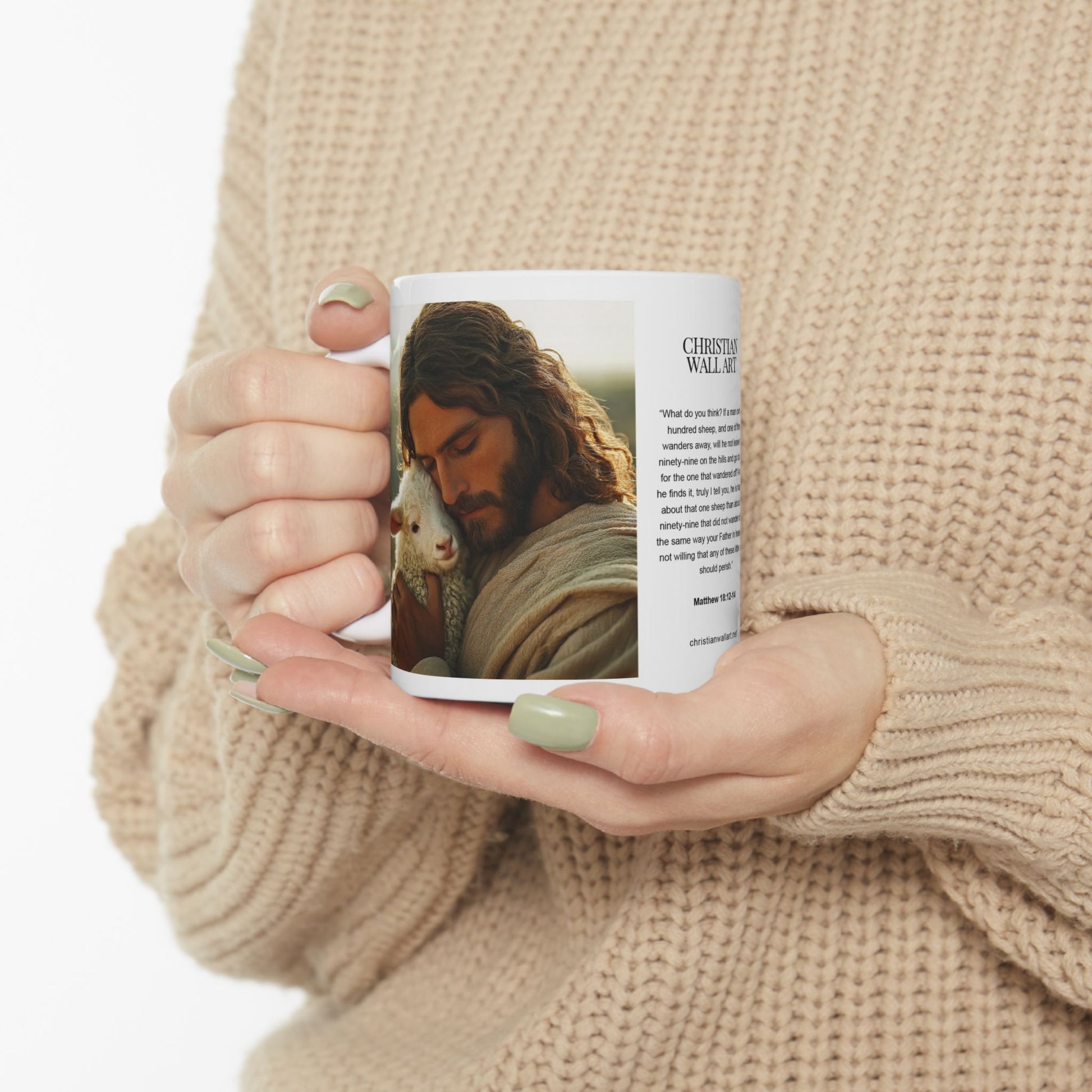 Jesus Hugging a Lamb — Christian Coffee Mug