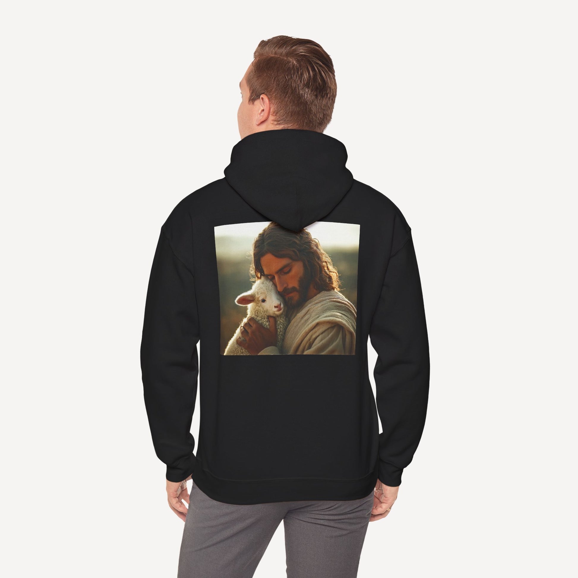 Jesus Hugging a Lamb — Unisex Christian Hoodie