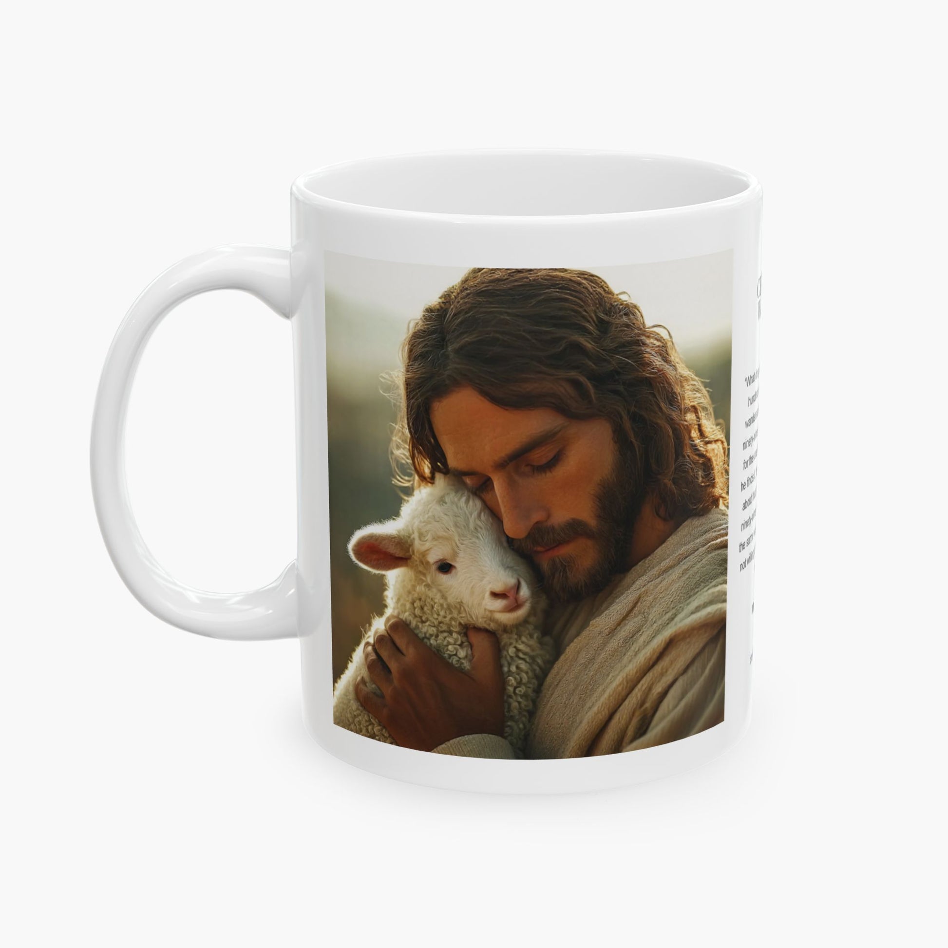 Jesus Hugging a Lamb — Christian Coffee Mug