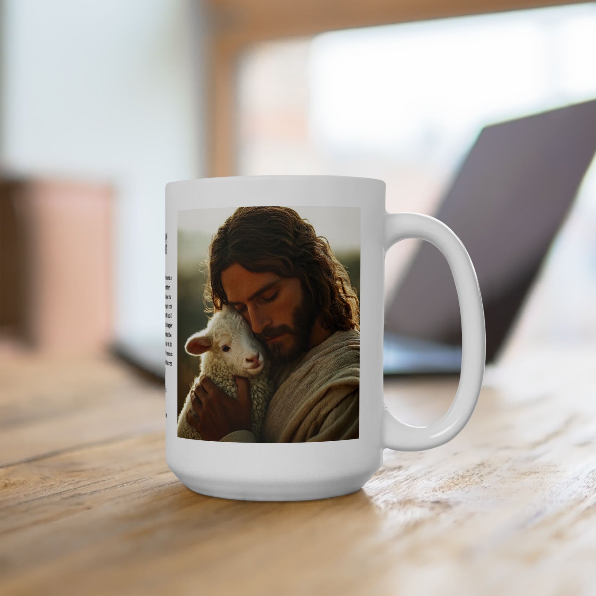 Jesus Hugging a Lamb — Christian Coffee Mug