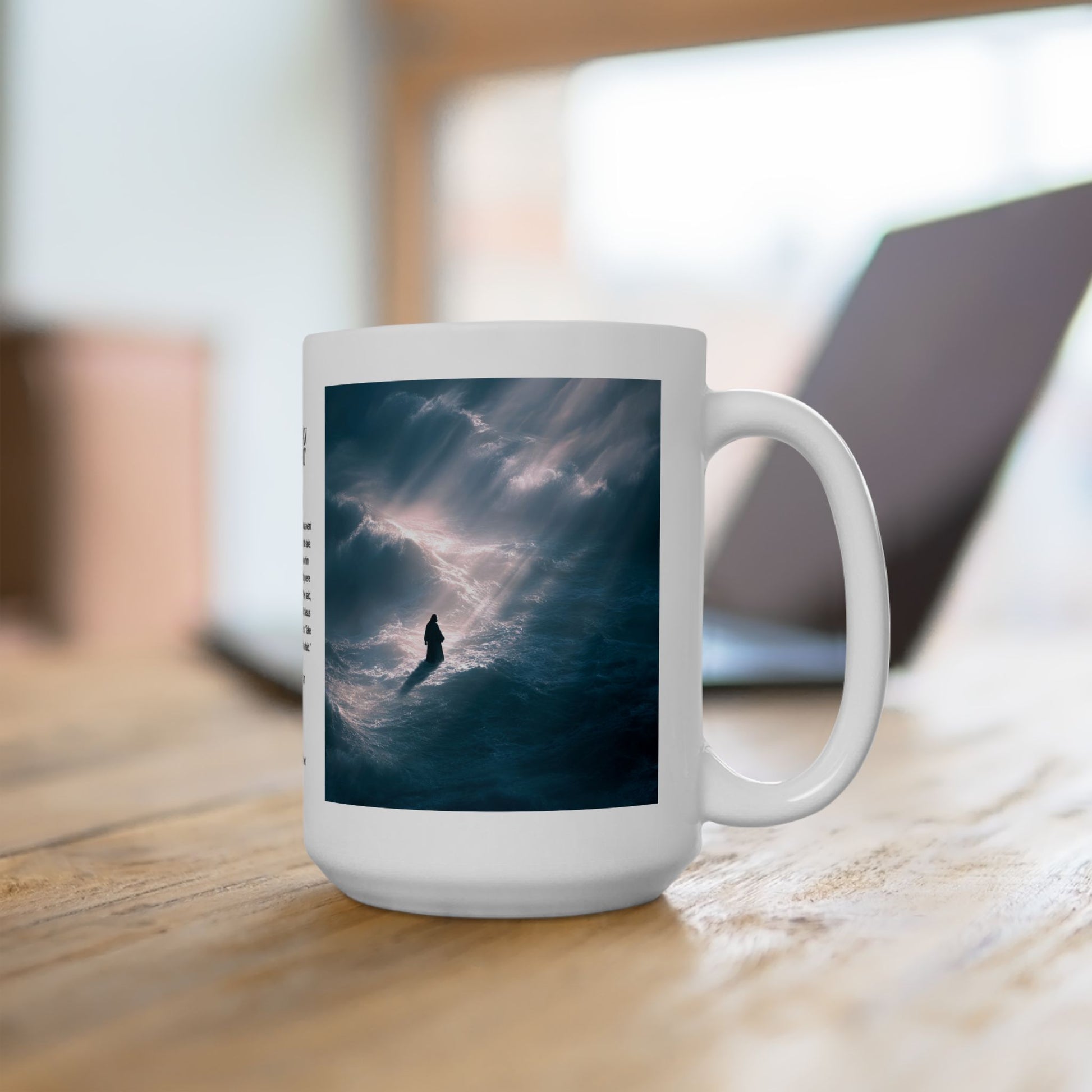 Jesus Walking on Water, Aerial Picture — Christian Coffee Mug