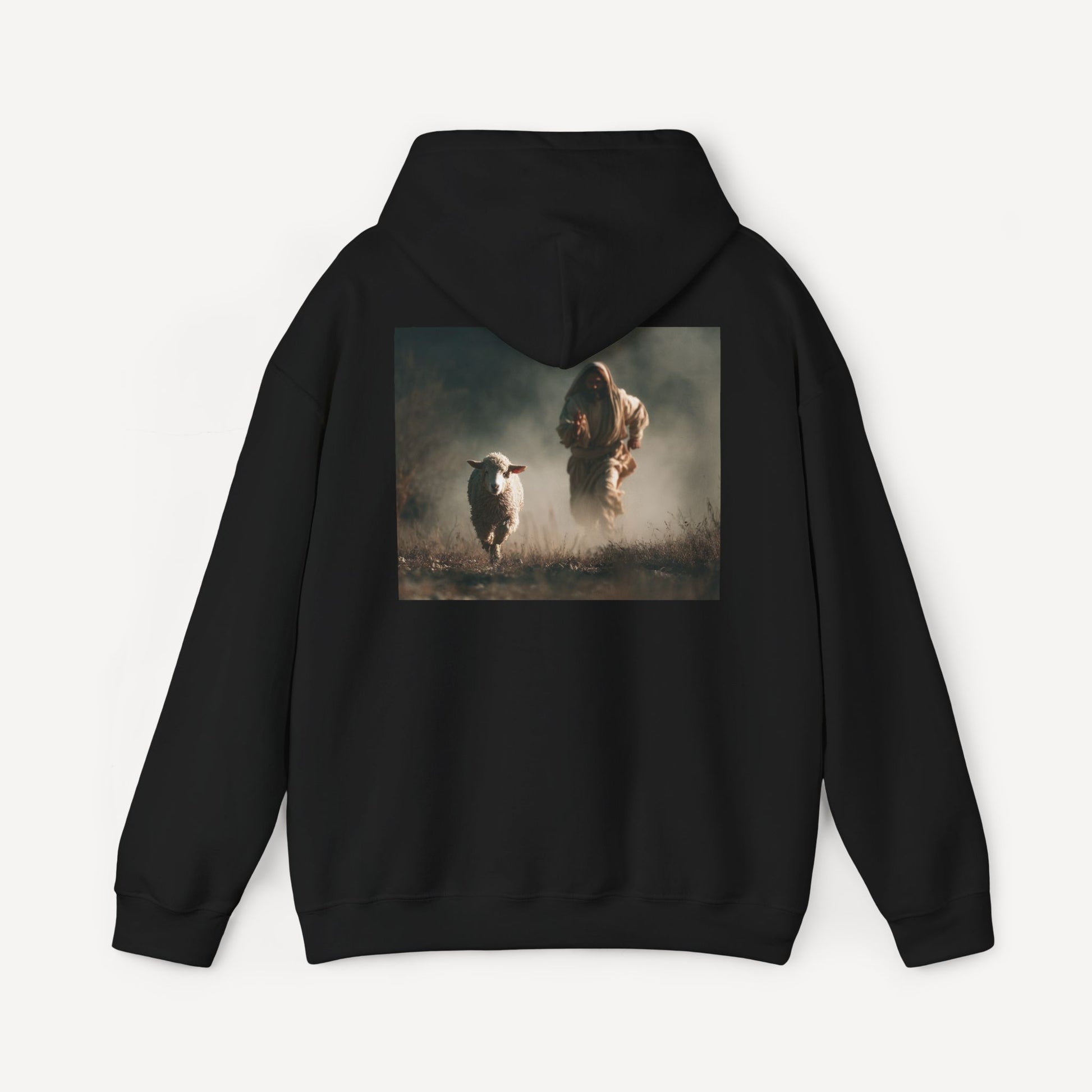 Jesus Running After After a Lost Lamb — Unisex Christian Hoodie