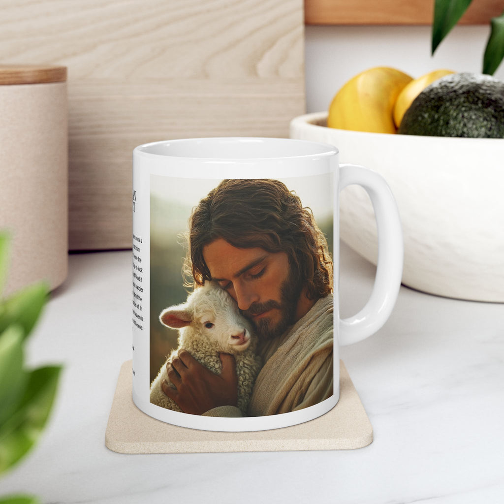 Jesus Hugging a Lamb — Christian Coffee Mug