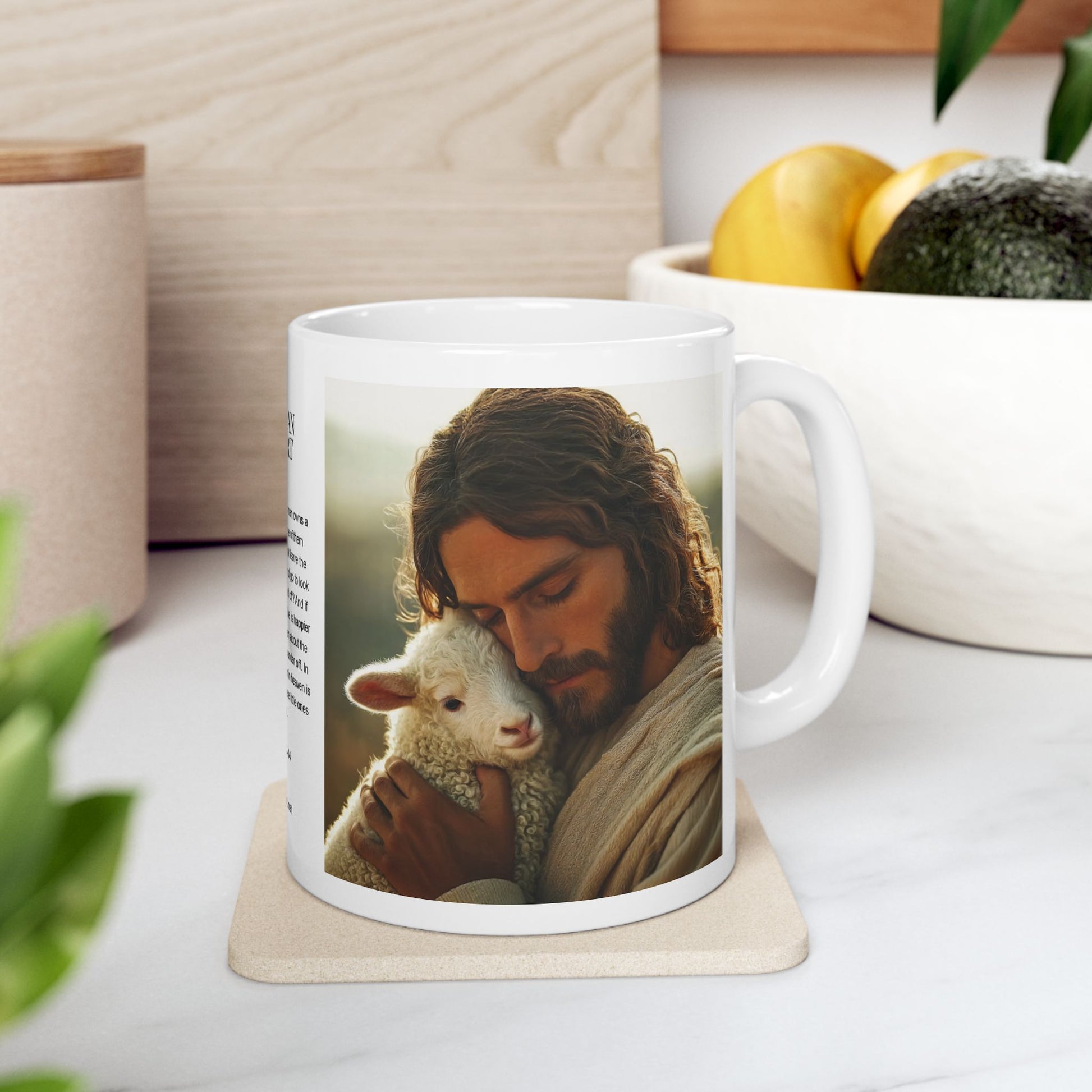 Jesus Hugging a Lamb — Christian Coffee Mug