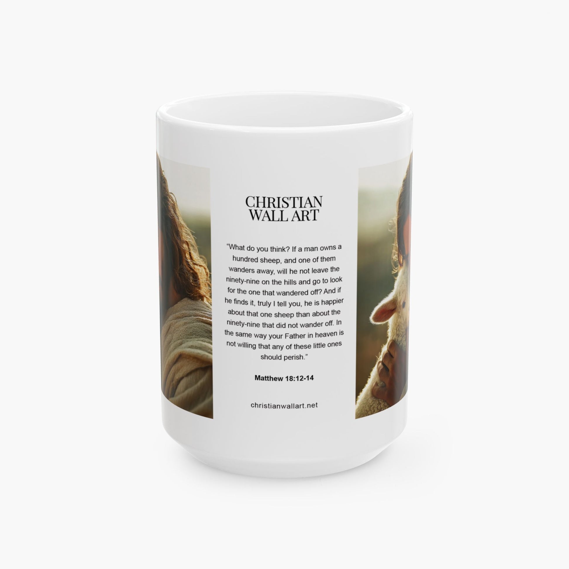 Jesus Hugging a Lamb — Christian Coffee Mug