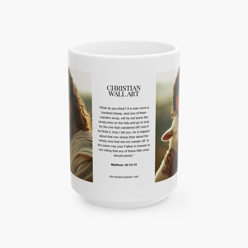Jesus Hugging a Lamb — Christian Coffee Mug
