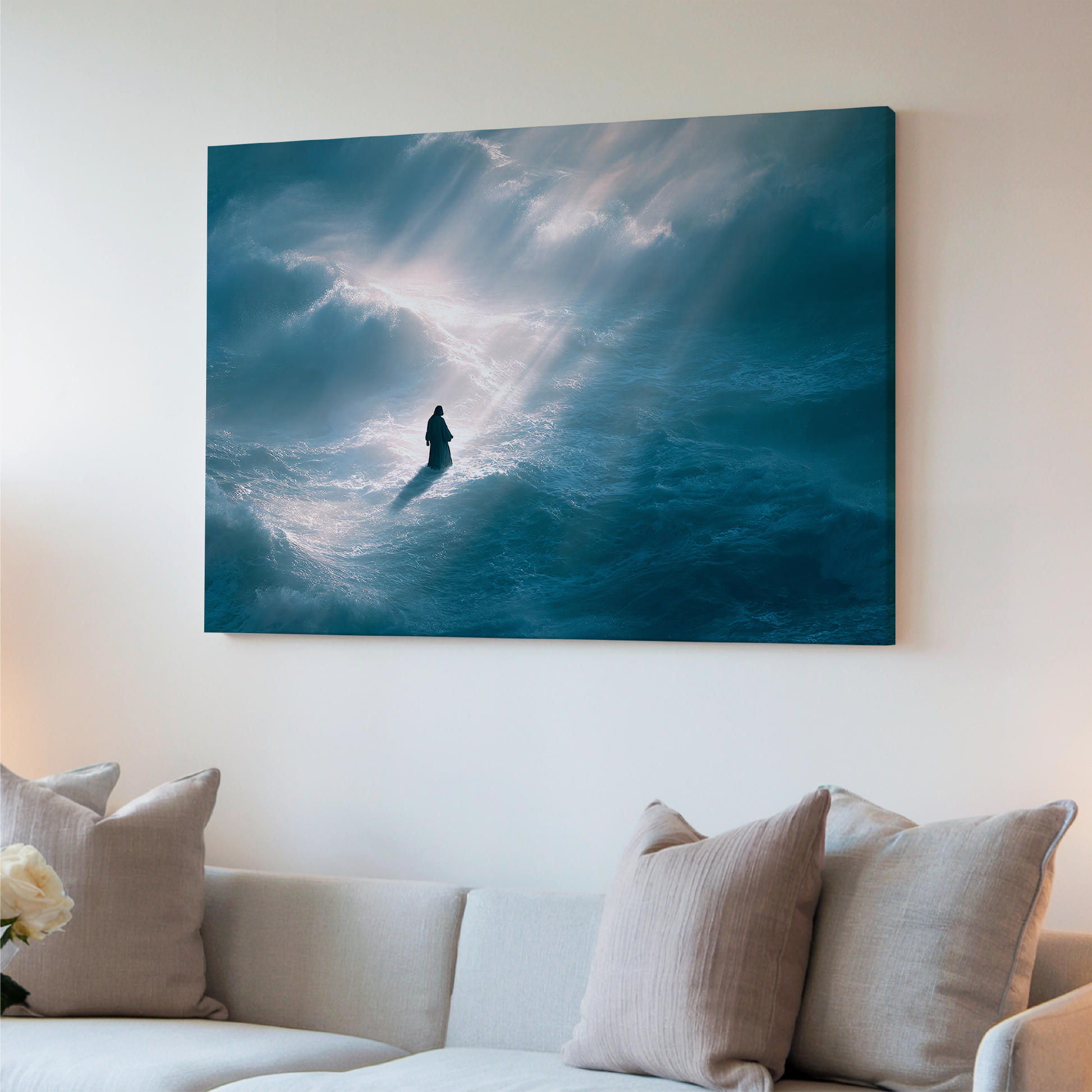 Jesus Walking on Water, Aerial Picture — Christian Wall Art, Canvas Print