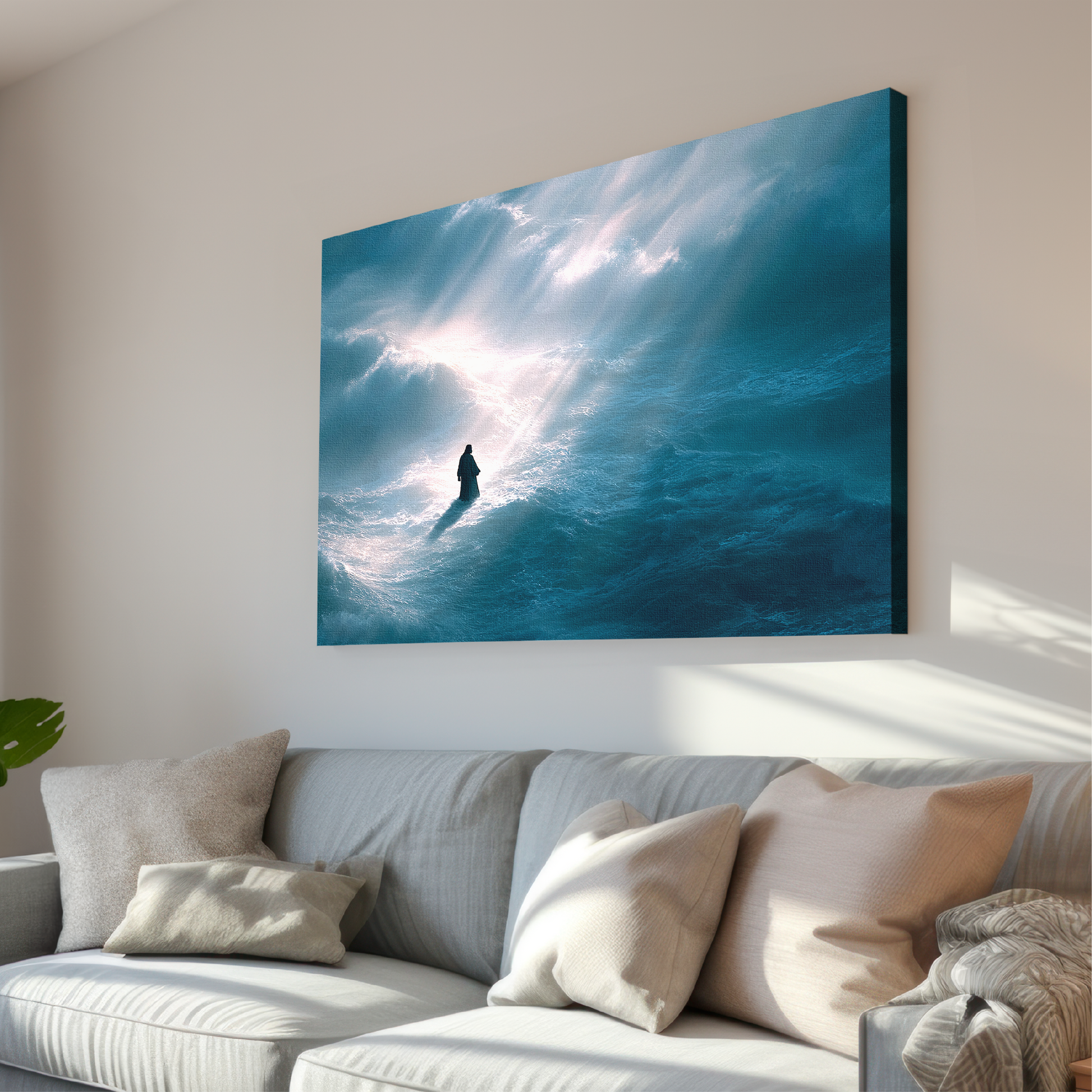 Jesus Walking on Water, Aerial Picture — Christian Wall Art, Canvas Print