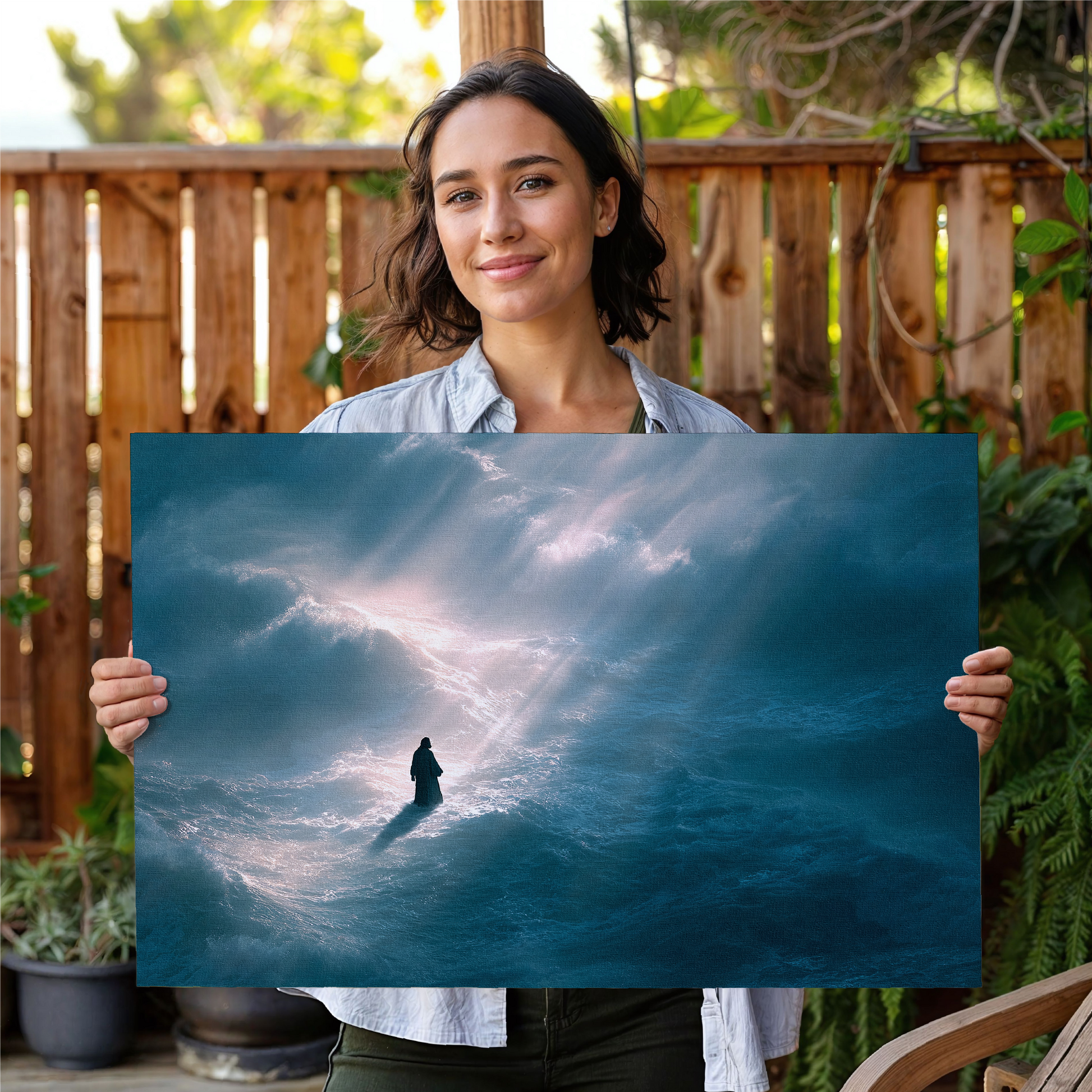 Jesus Walking on Water, Aerial Picture — Christian Wall Art, Canvas Print