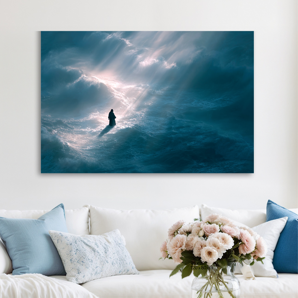 Jesus Walking on Water, Aerial Picture — Christian Wall Art, Canvas Print
