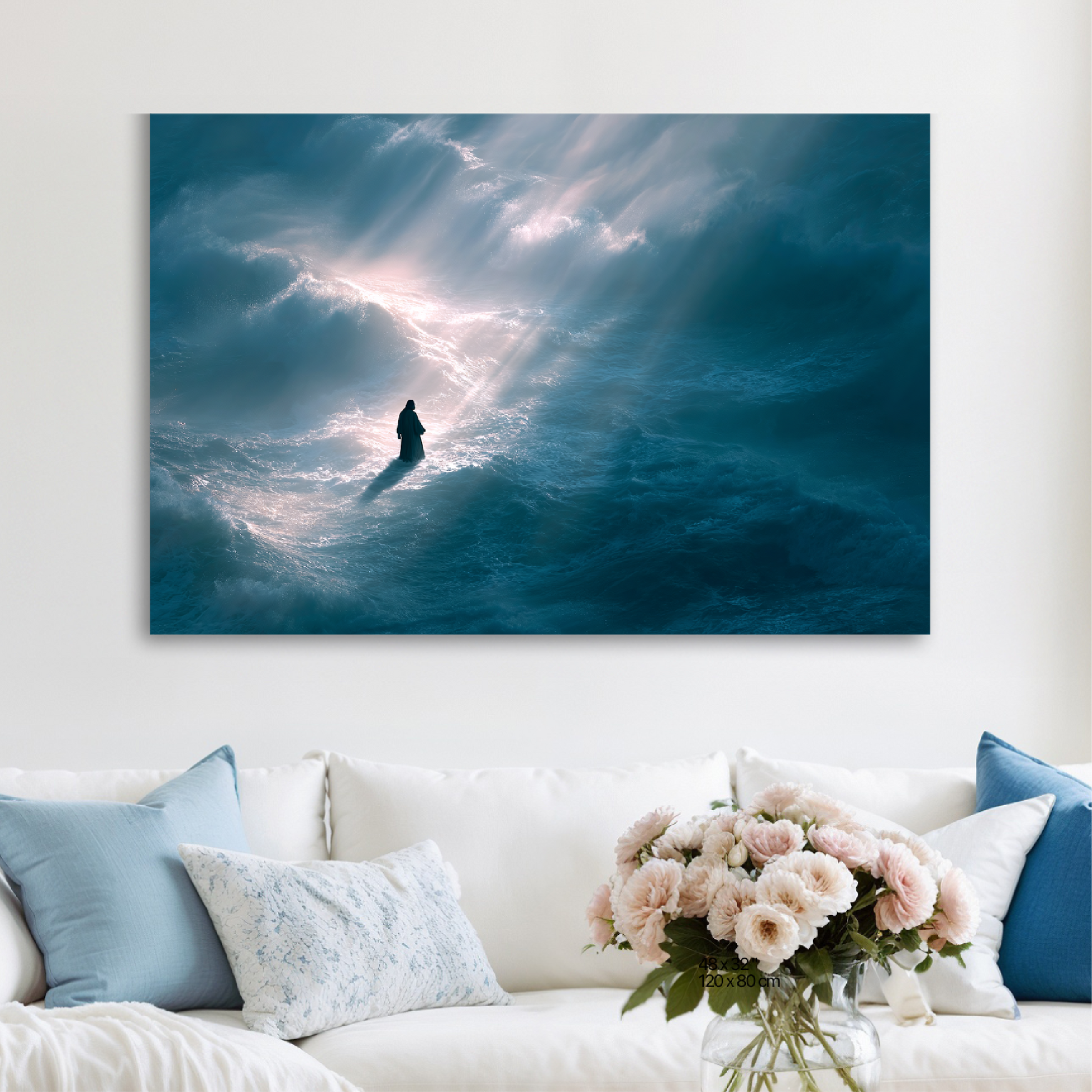 Jesus Walking on Water, Aerial Picture — Christian Wall Art, Canvas Print