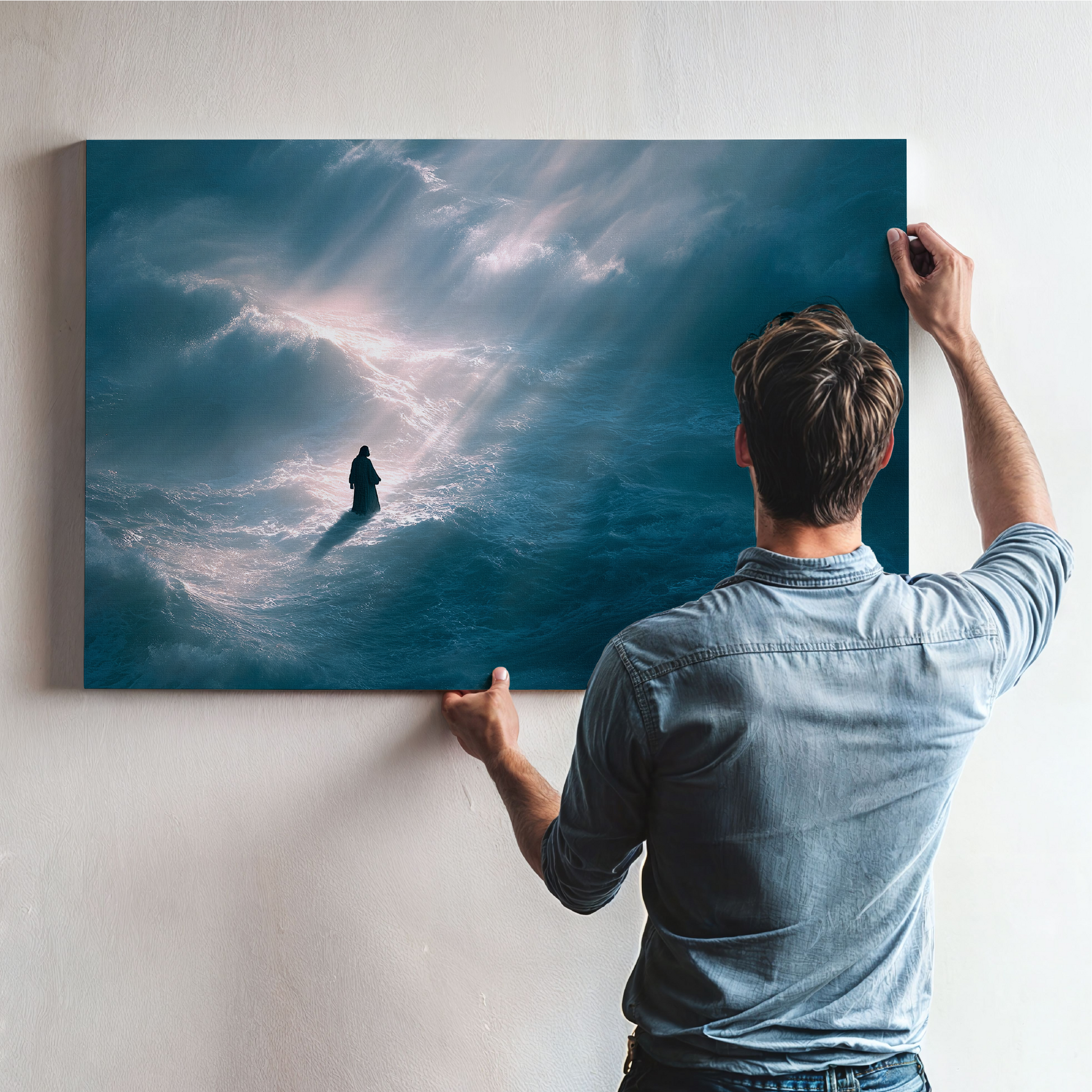 Jesus Walking on Water, Aerial Picture — Christian Wall Art, Canvas Print
