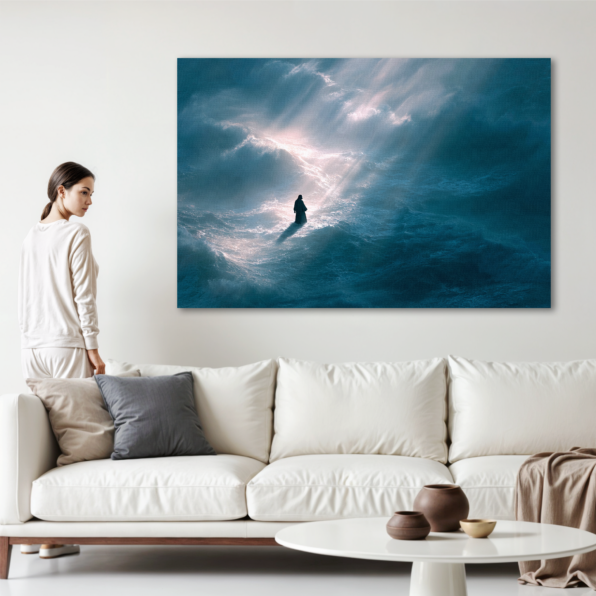 Jesus Walking on Water, Aerial Picture — Christian Wall Art, Canvas Print