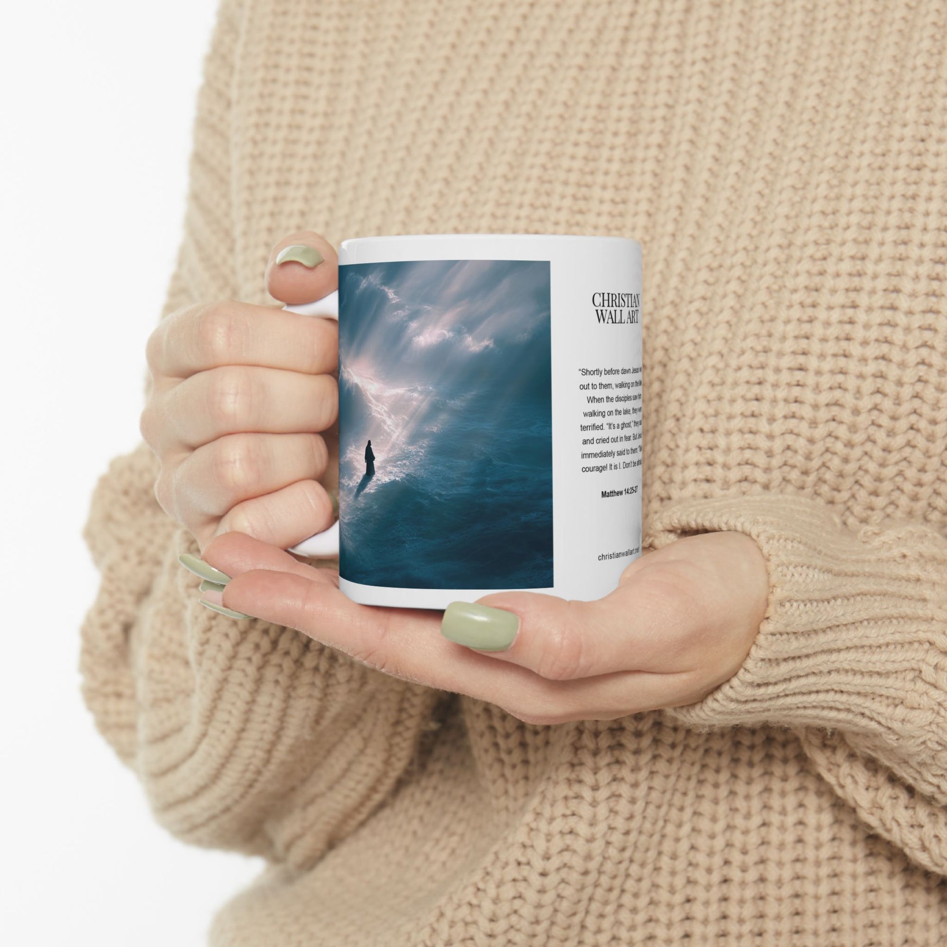 Jesus Walking on Water, Aerial Picture — Christian Coffee Mug
