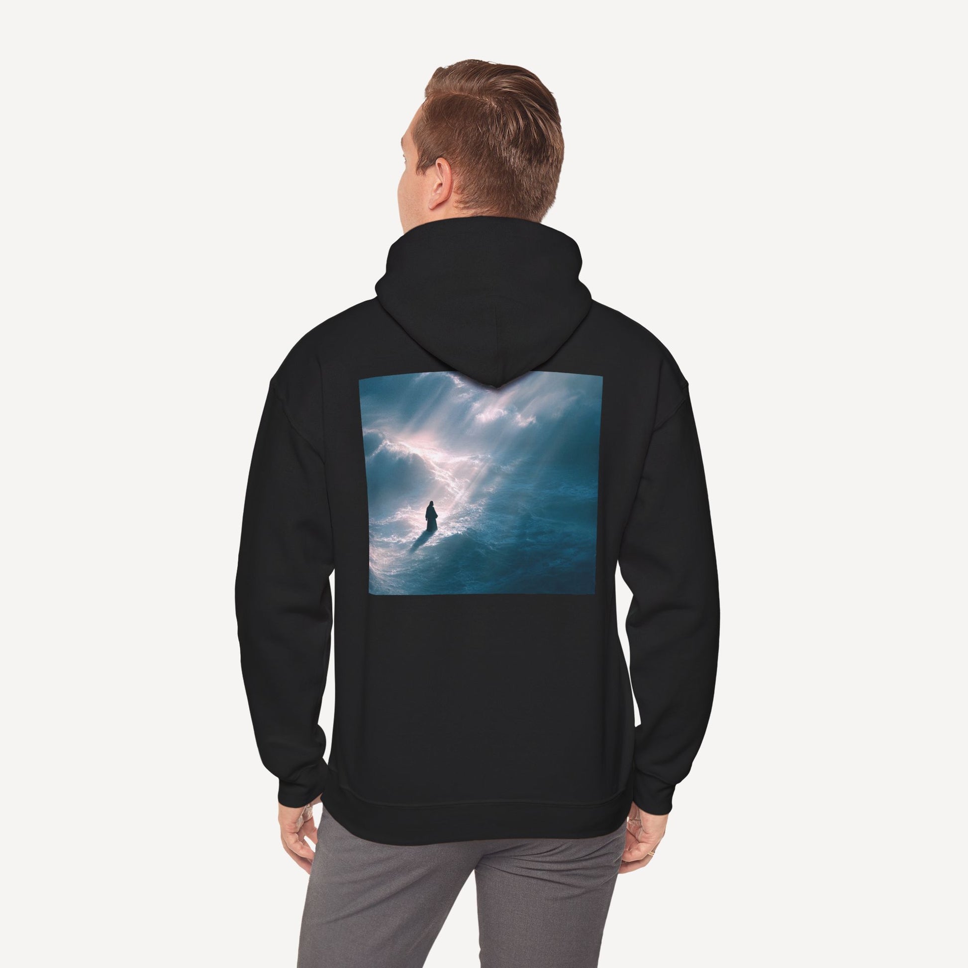 Jesus Walking on Water, Aerial Picture — Unisex Christian Hoodie