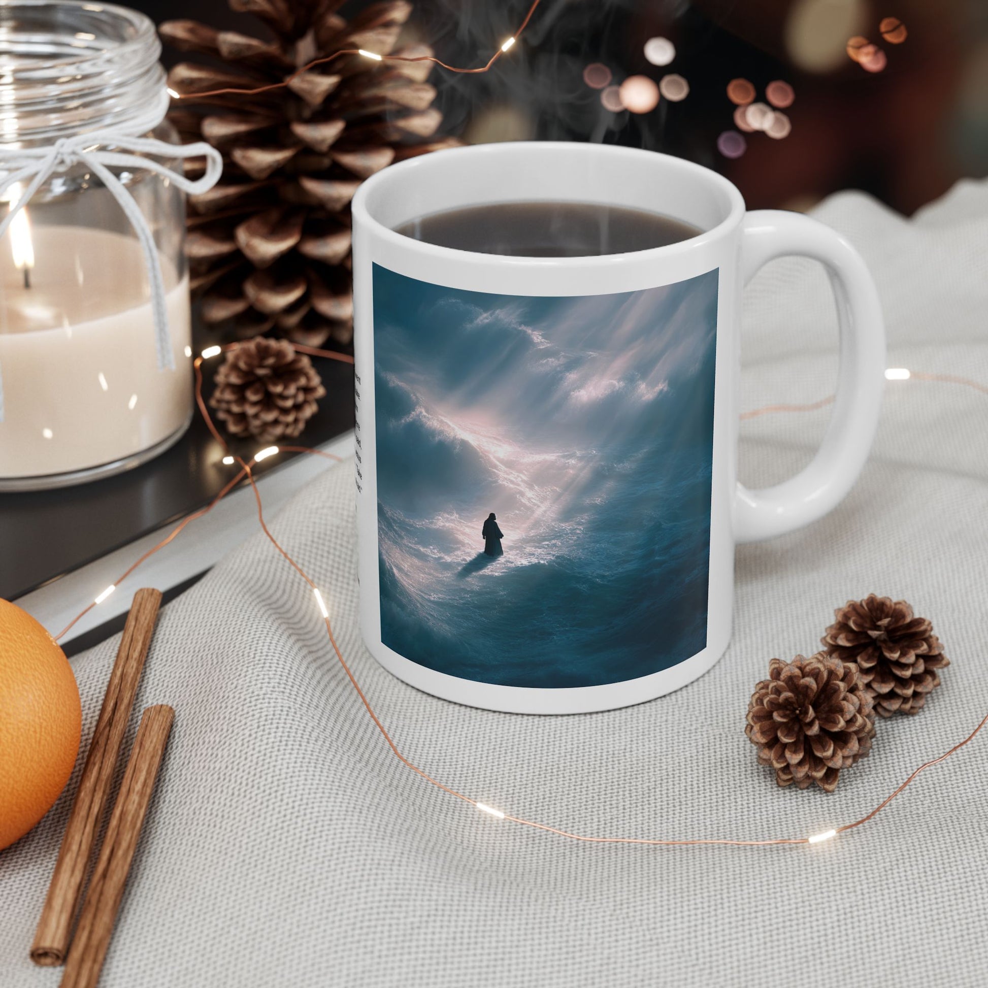 Jesus Walking on Water, Aerial Picture — Christian Coffee Mug