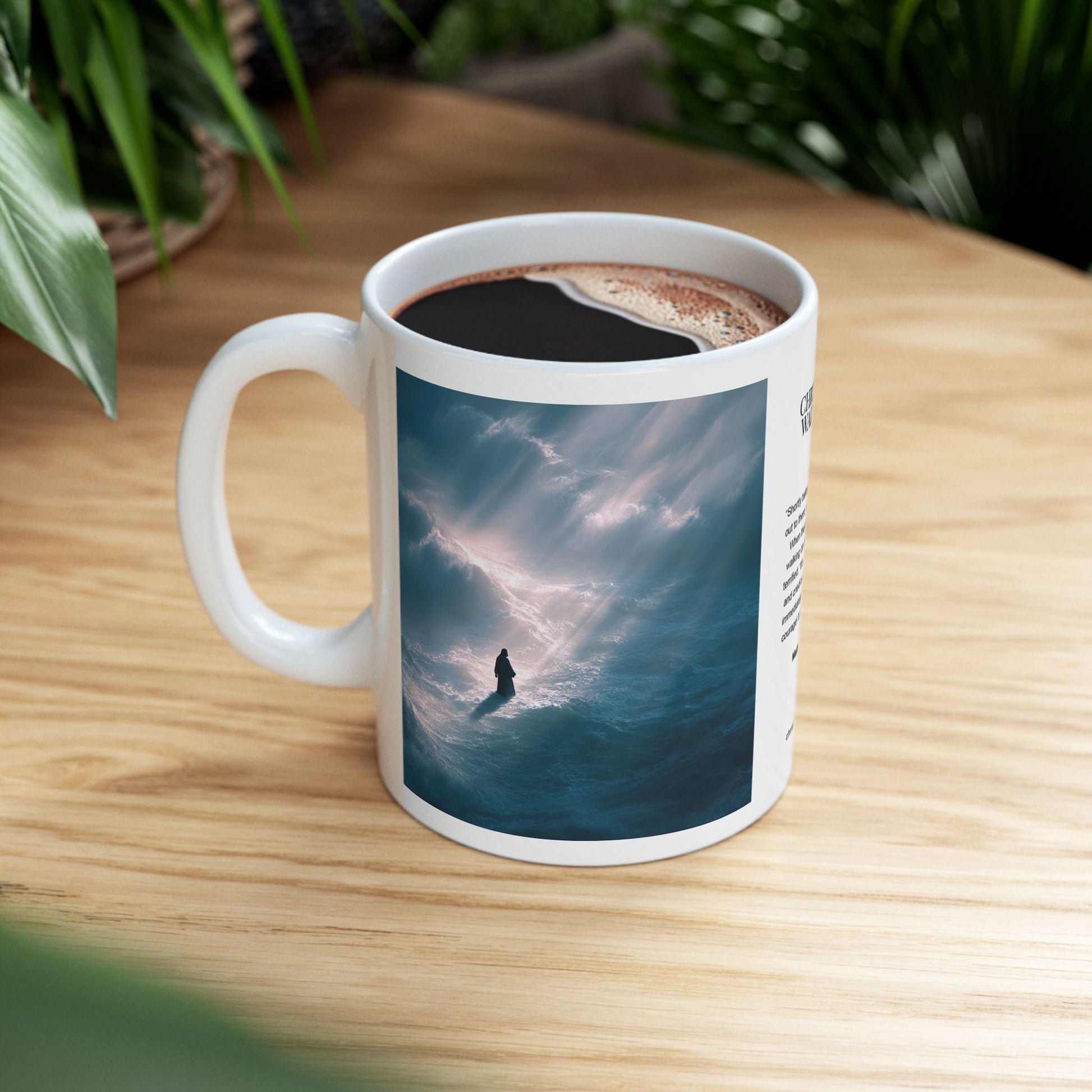 Jesus Walking on Water, Aerial Picture — Christian Coffee Mug