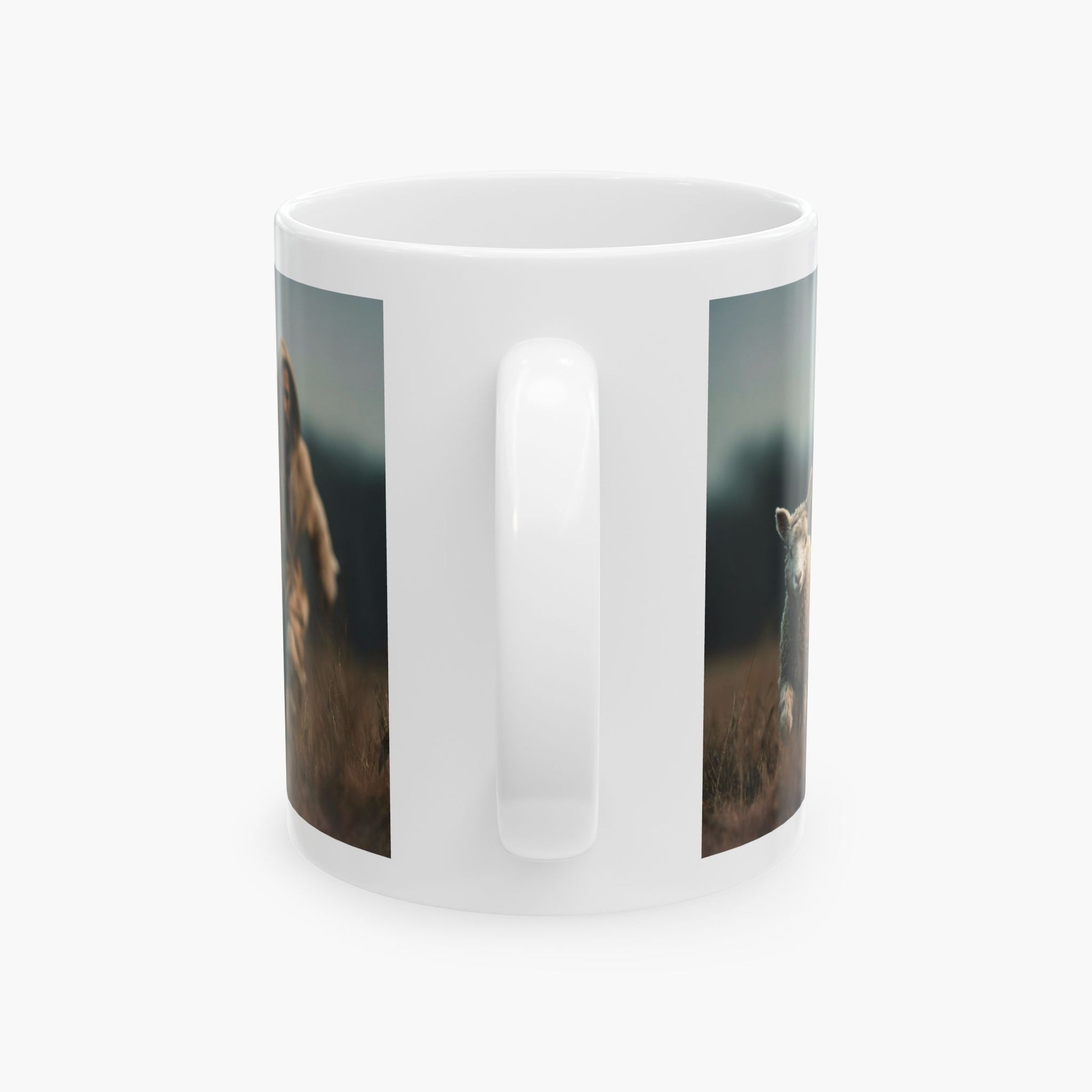 Jesus Chasing a Lost Lamb — Christian Coffee Mug